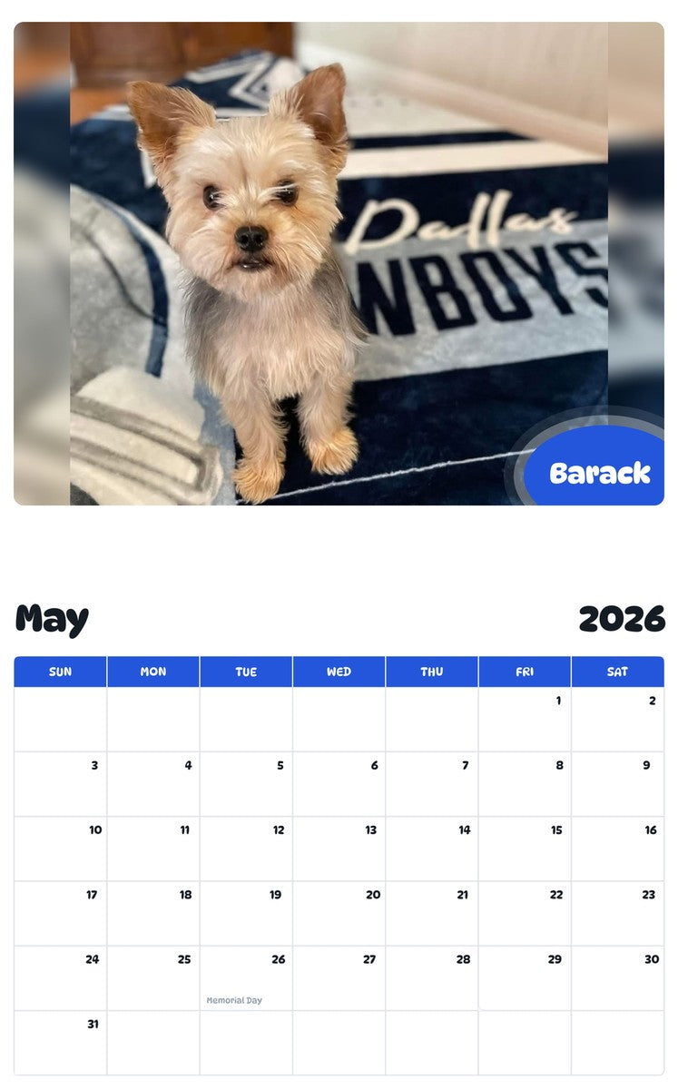2026 - 2027 Barack - Pawidols Pet Calendar