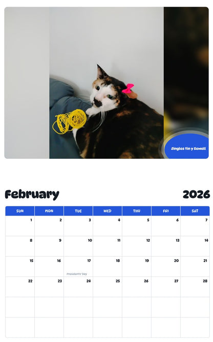 October 2025 - September 2026 Jingles tin y Sewell - Pawidols Pet Calendar