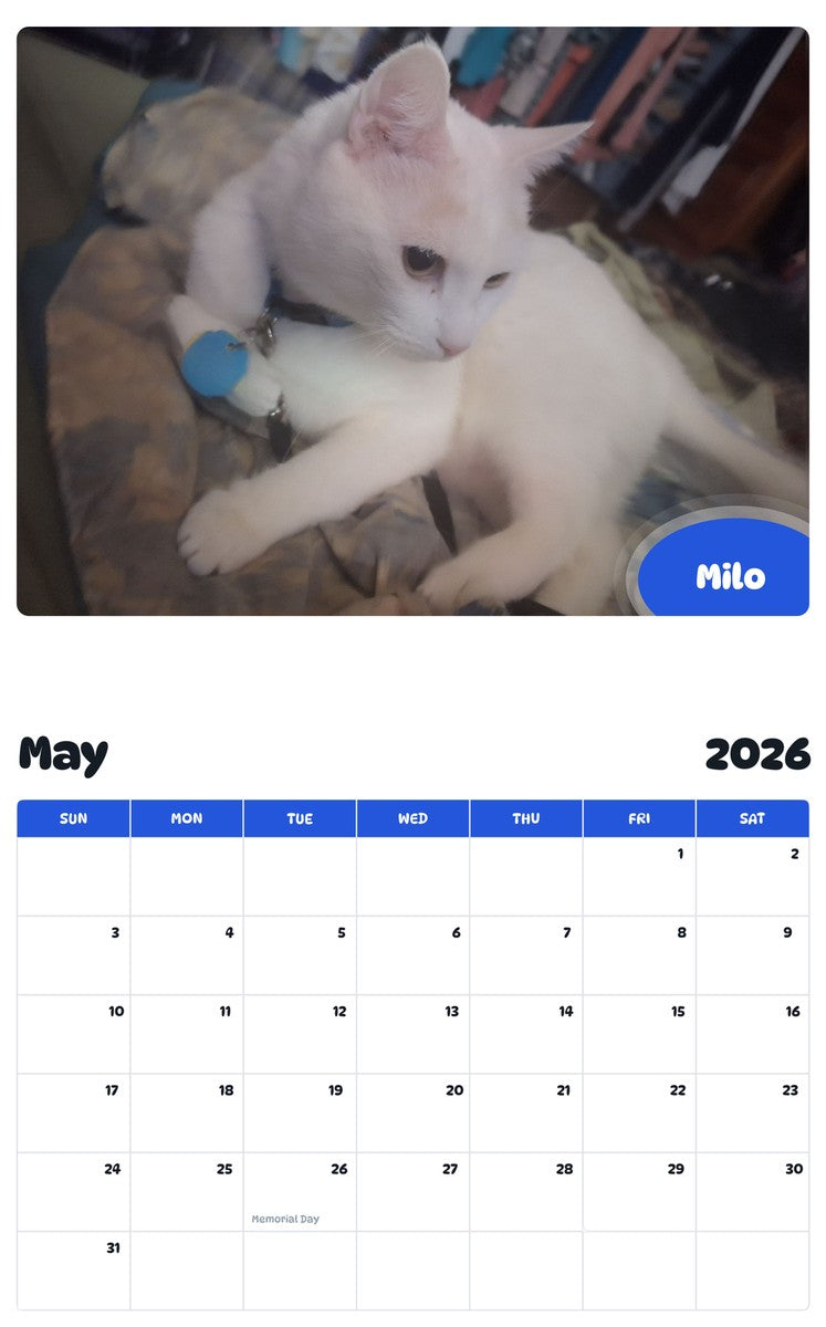 2026 - 2027 Milo - Pawidols Pet Calendar
