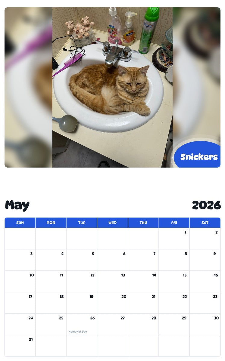 2026 - 2027 Snickers - Pawidols Pet Calendar