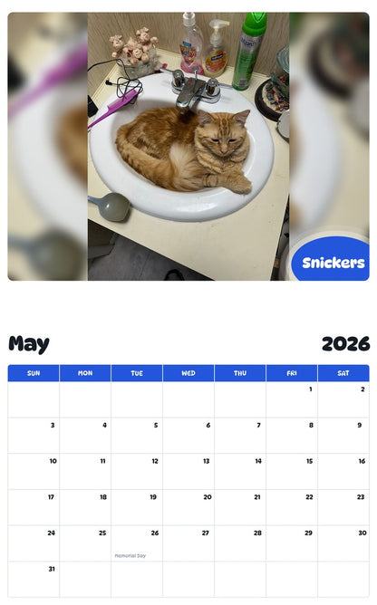 2026 - 2027 Snickers - Pawidols Pet Calendar