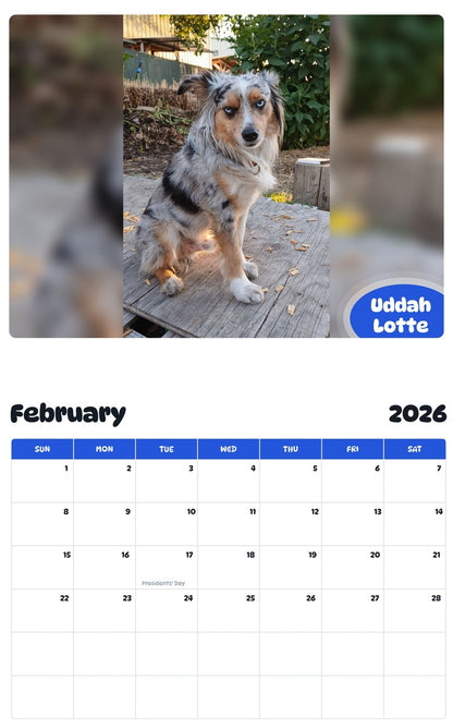 October 2025 - September 2026 Uddah Lotte - Pawidols Pet Calendar