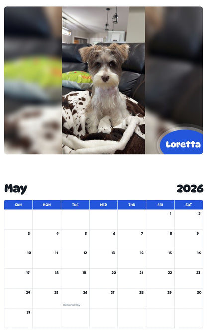 2026 - 2027 Loretta - Pawidols Pet Calendar