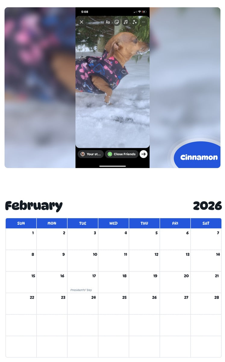 October 2025 - September 2026 Cinnamon - Pawidols Pet Calendar