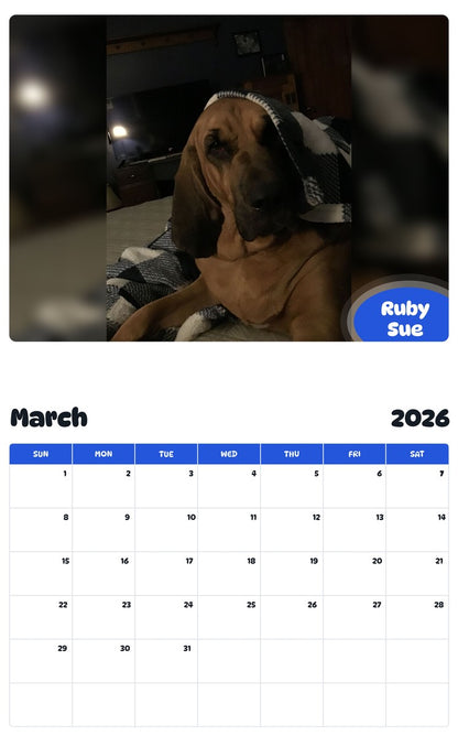 November 2025 - October 2026 Ruby Sue - Pawidols Pet Calendar