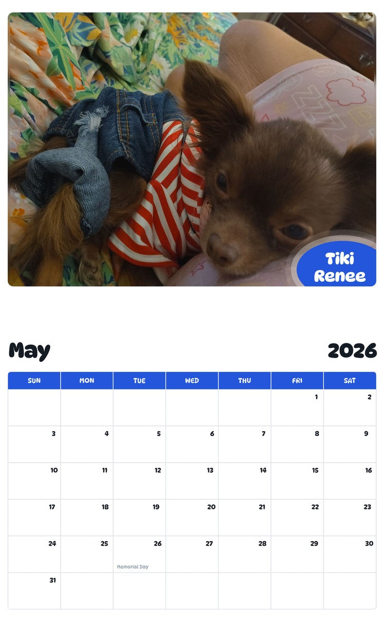 2026 - 2027 Tiki Renee - Pawidols Pet Calendar