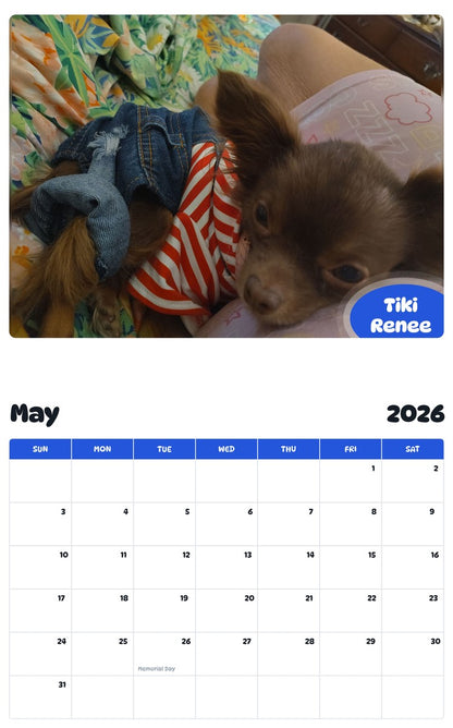 2026 - 2027 Tiki Renee - Pawidols Pet Calendar