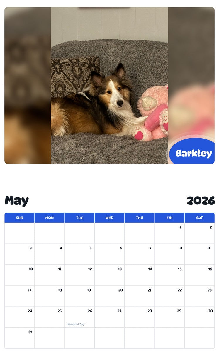 2026 - 2027 Barkley - Pawidols Pet Calendar