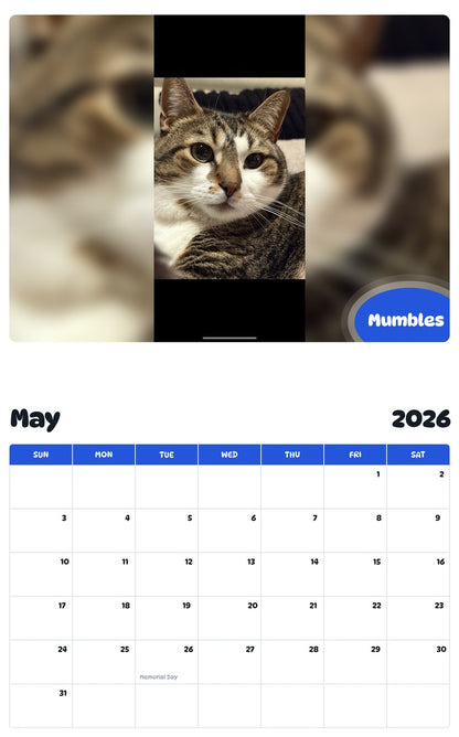 2026 - 2027 Mumbles - Pawidols Pet Calendar