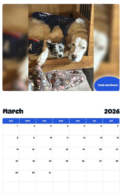 November 2025 - October 2026 Tank and Dozer - Pawidols Pet Calendar