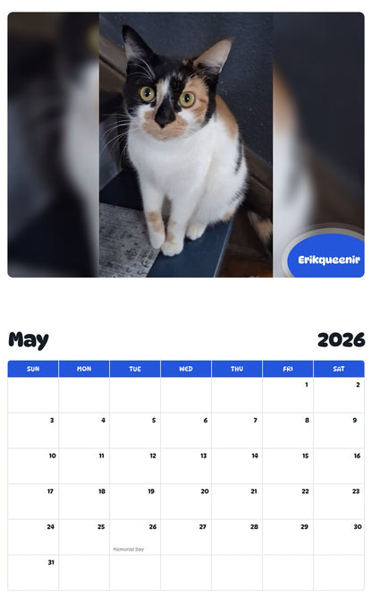 2026 - 2027 Erikqueenir - Pawidols Pet Calendar