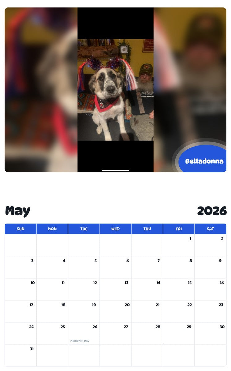 2026 - 2027 Belladonna - Pawidols Pet Calendar