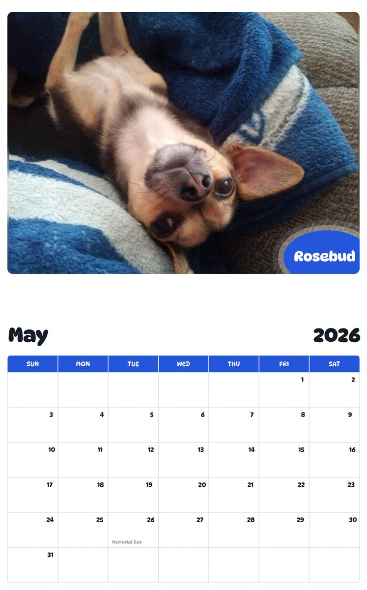 2026 - 2027 Rosebud - Pawidols Pet Calendar