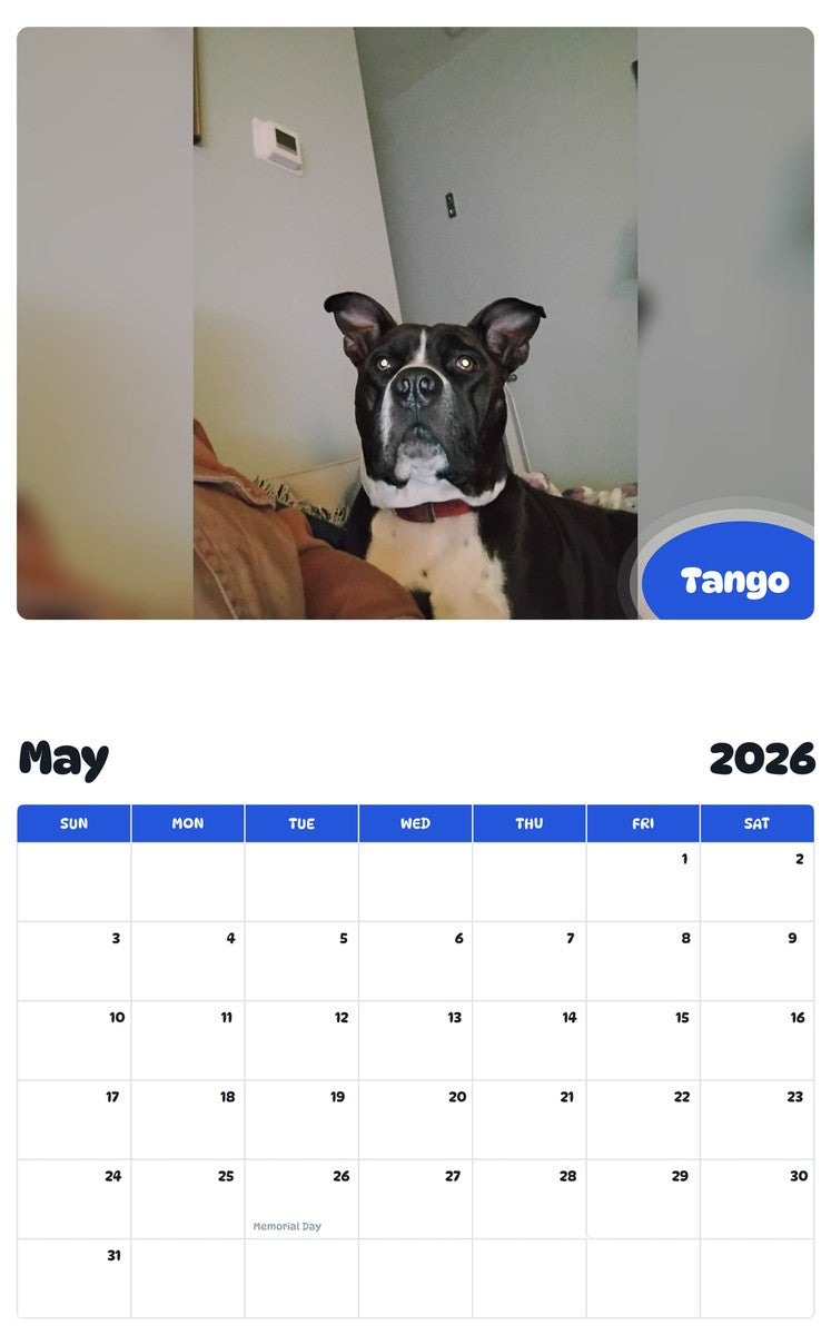 2026 - 2027 Tango - Pawidols Pet Calendar