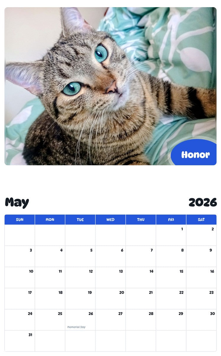 2026 - 2027 Honor - Pawidols Pet Calendar