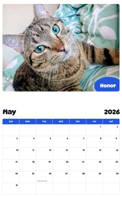 2026 - 2027 Honor - Pawidols Pet Calendar