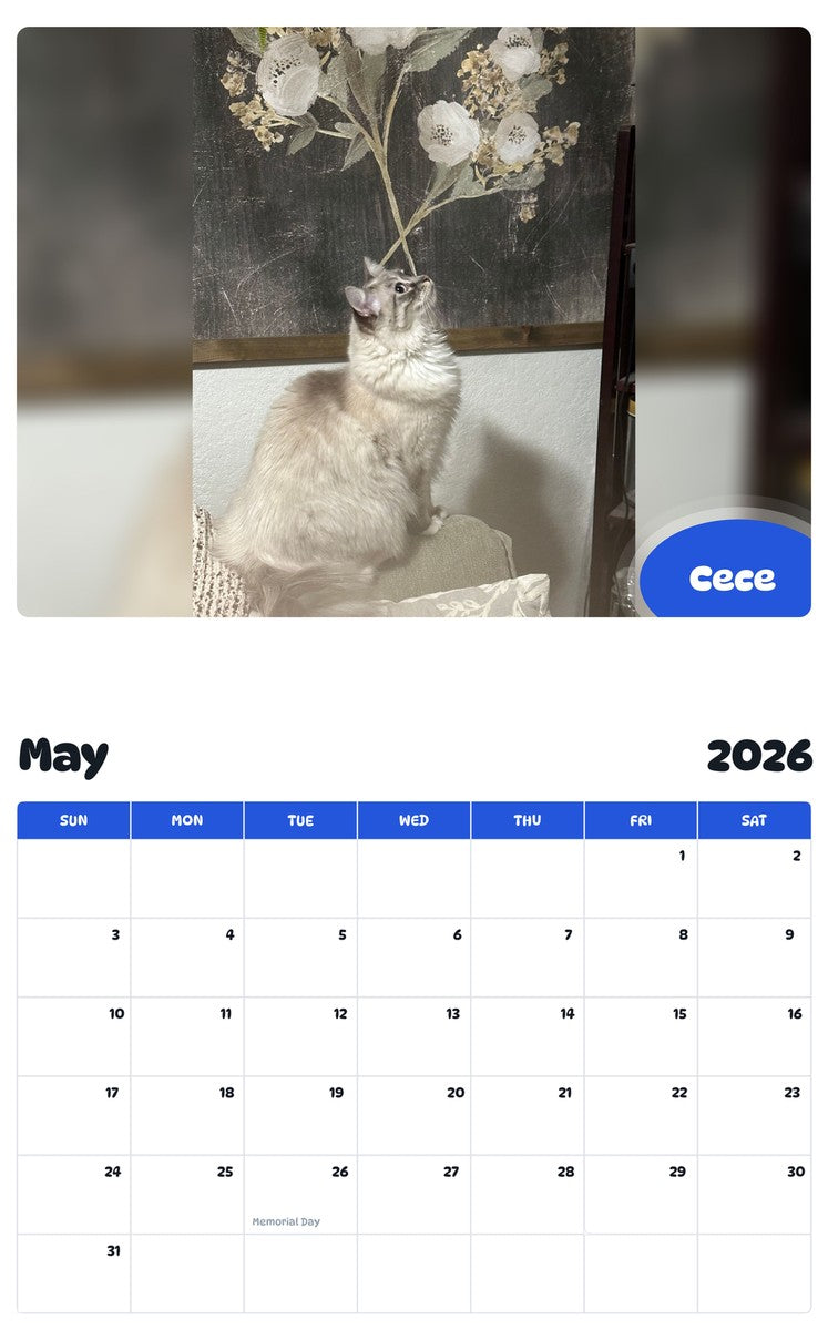 2026 - 2027 Cece - Pawidols Pet Calendar