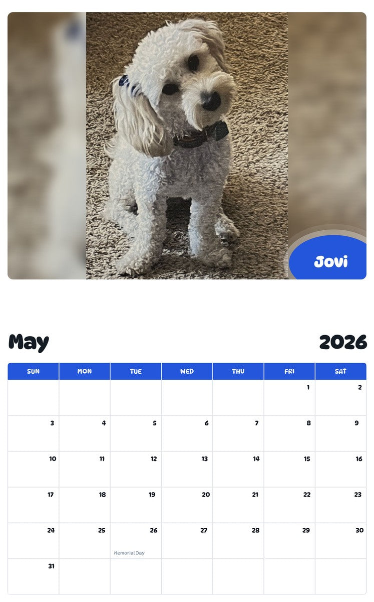 2026 - 2027 Jovi - Pawidols Pet Calendar