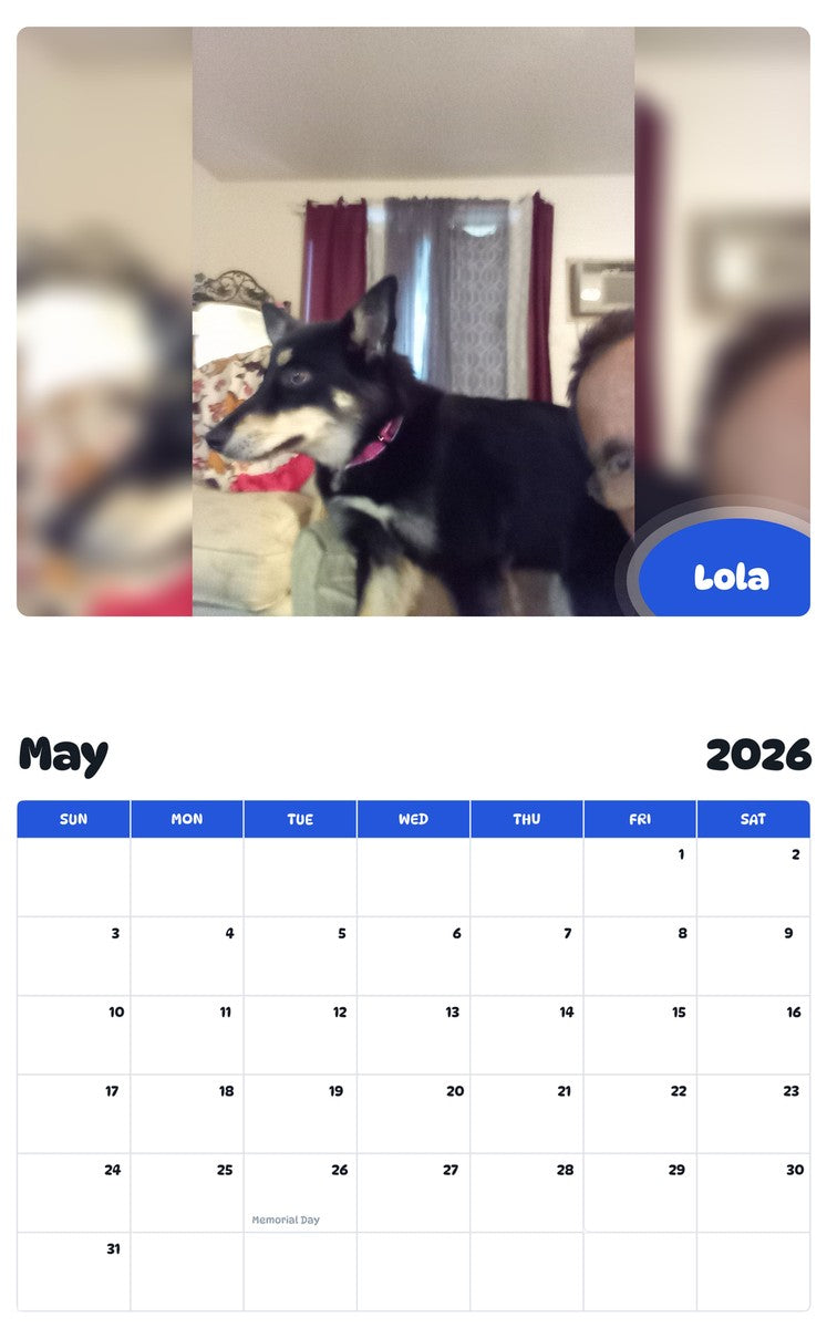 2026 - 2027 Lola - Pawidols Pet Calendar