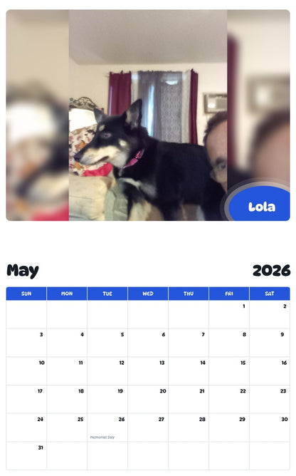 2026 - 2027 Lola - Pawidols Pet Calendar