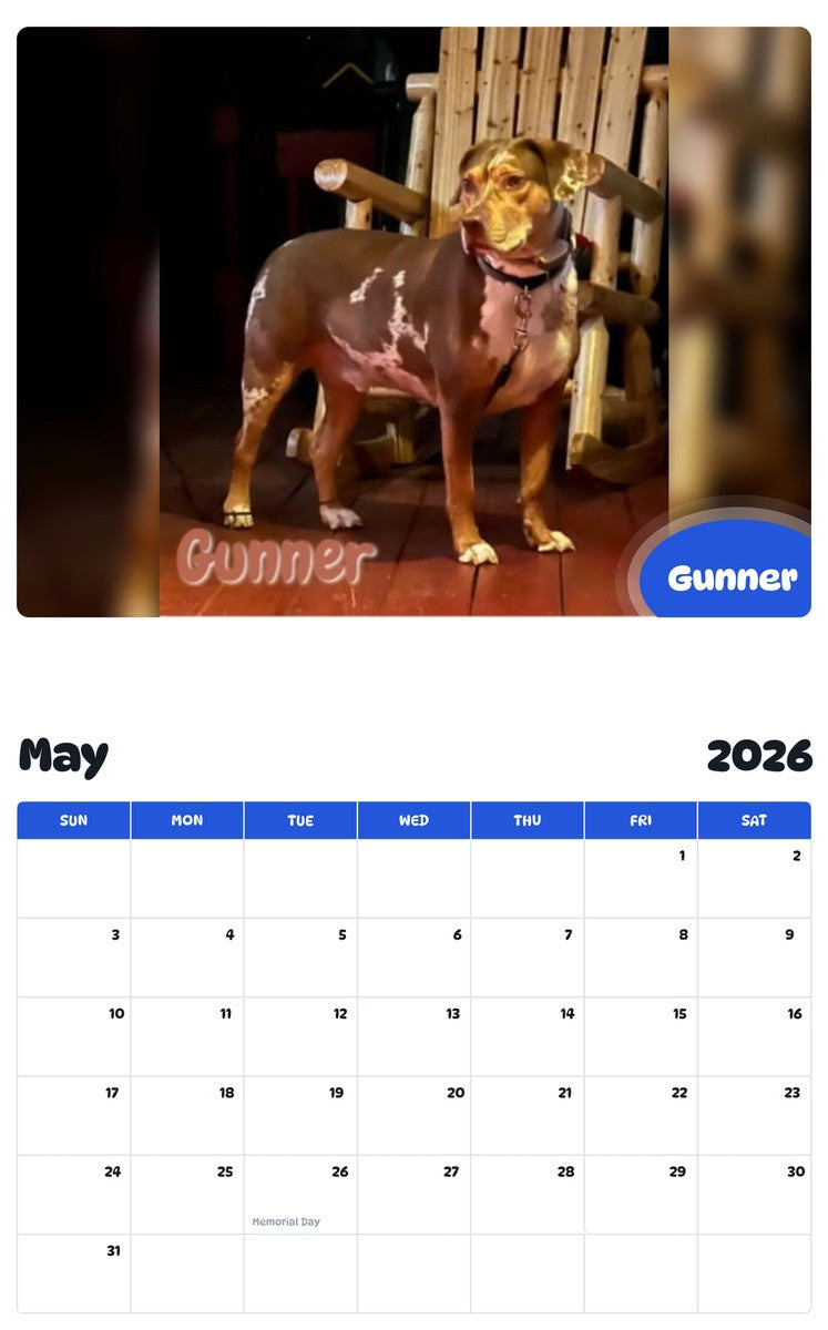 2026 - 2027 Gunner - Pawidols Pet Calendar