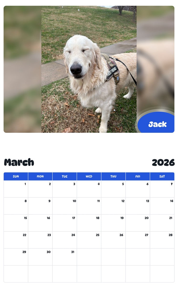 November 2025 - October 2026 Jack - Pawidols Pet Calendar