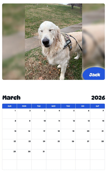 November 2025 - October 2026 Jack - Pawidols Pet Calendar