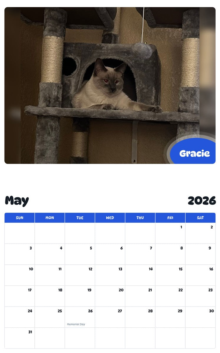 2026 - 2027 Gracie - Pawidols Pet Calendar