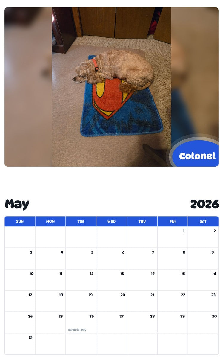 2026 - 2027 Colonel - Pawidols Pet Calendar