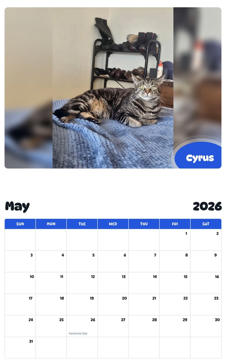 2026 - 2027 Cyrus - Pawidols Pet Calendar