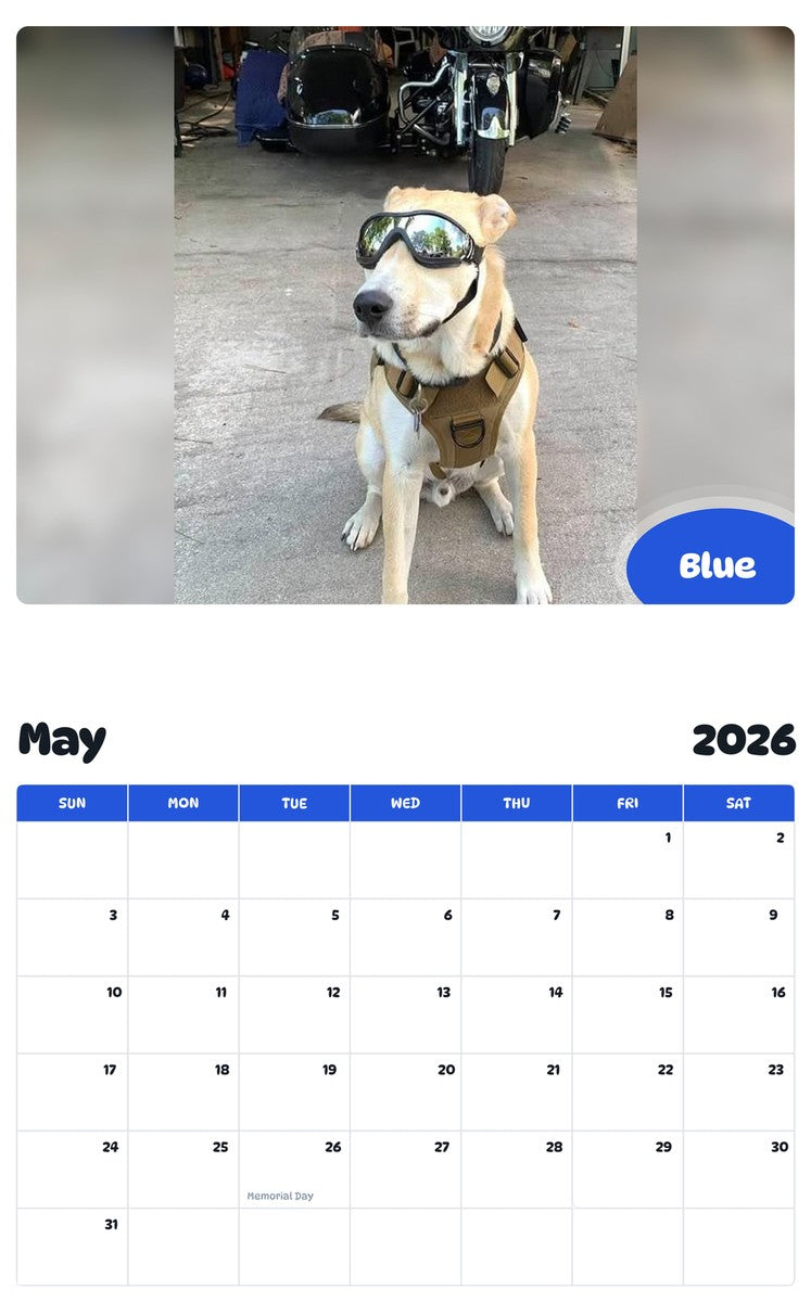 2026 - 2027 Blue - Pawidols Pet Calendar