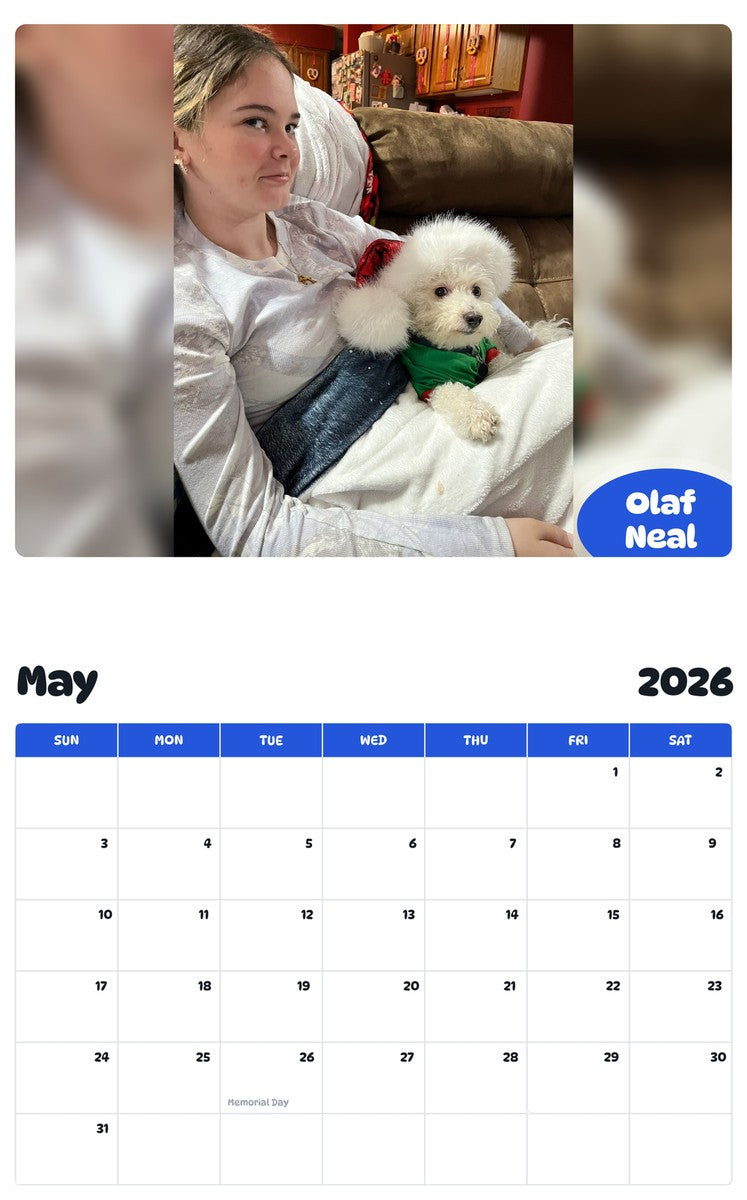 2026 - 2027 Olaf Neal - Pawidols Pet Calendar