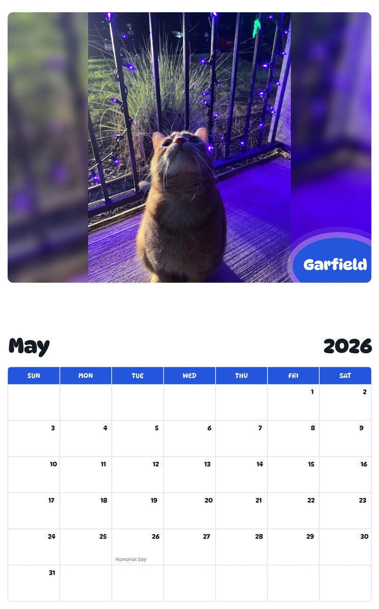 2026 - 2027 Garfield - Pawidols Pet Calendar