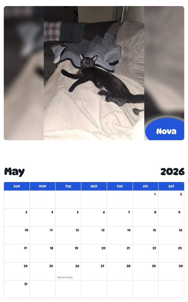2026 - 2027 Nova - Pawidols Pet Calendar