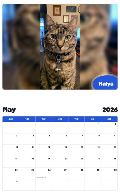 2026 - 2027 Maiya - Pawidols Pet Calendar