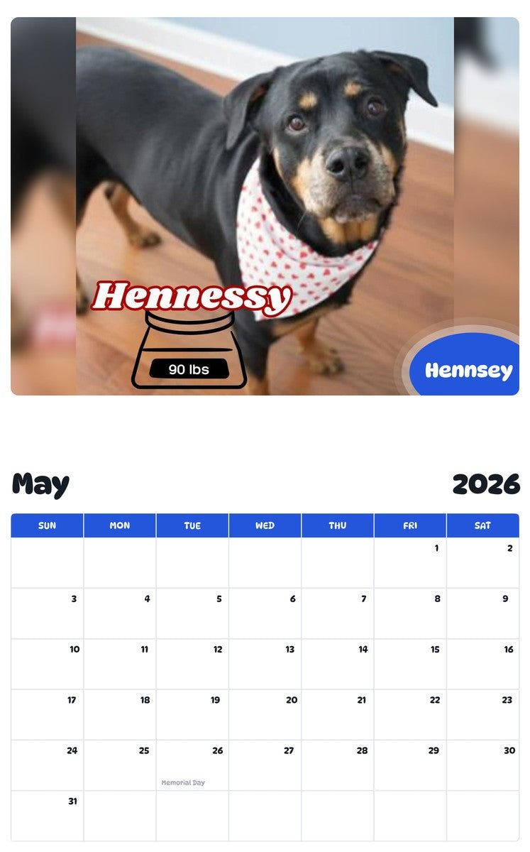 2026 - 2027 Hennsey - Pawidols Pet Calendar