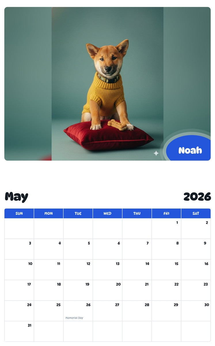 2026 - 2027 Noah - Pawidols Pet Calendar