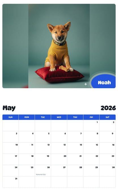 2026 - 2027 Noah - Pawidols Pet Calendar