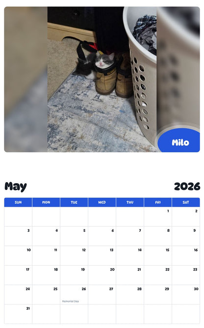 2026 - 2027 Milo - Pawidols Pet Calendar
