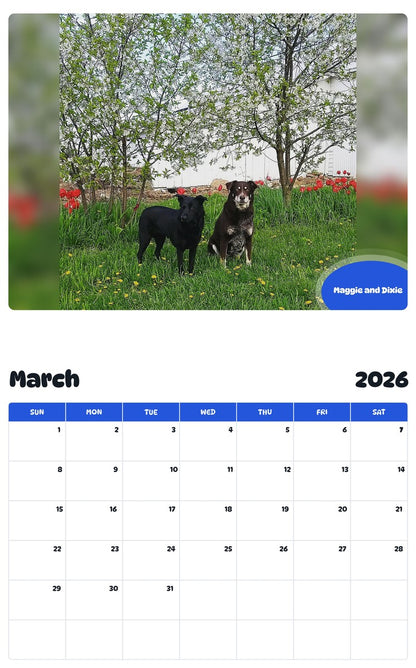 November 2025 - October 2026 Maggie and Dixie - Pawidols Pet Calendar