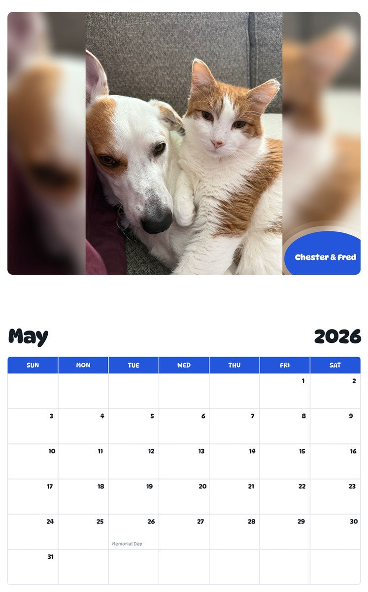 2026 - 2027 Chester & Fred - Pawidols Pet Calendar
