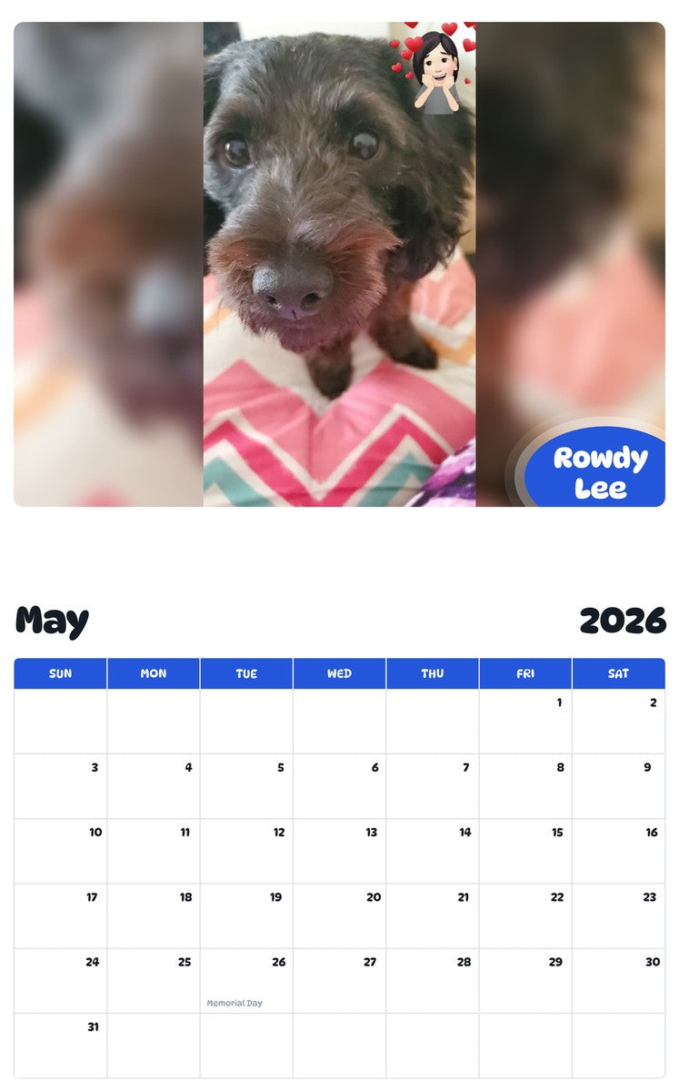 2026 - 2027 Rowdy Lee - Pawidols Pet Calendar