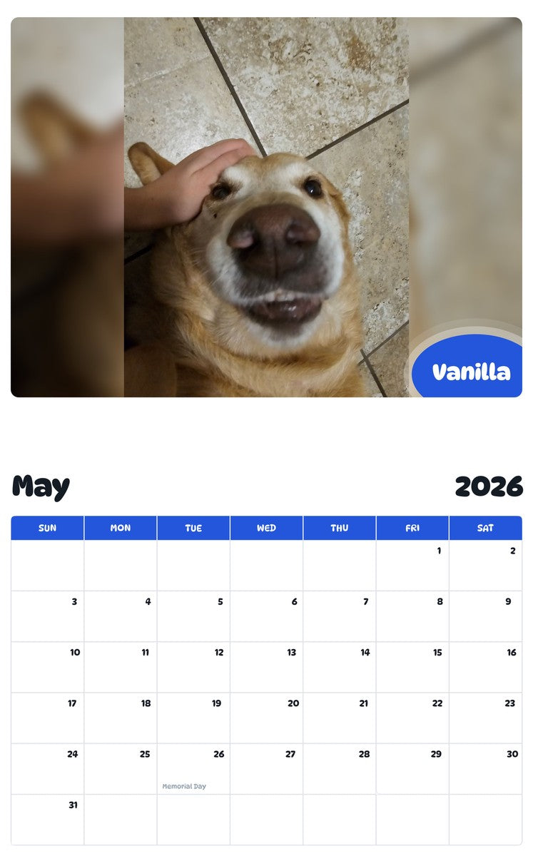 2026 - 2027 Vanilla - Pawidols Pet Calendar