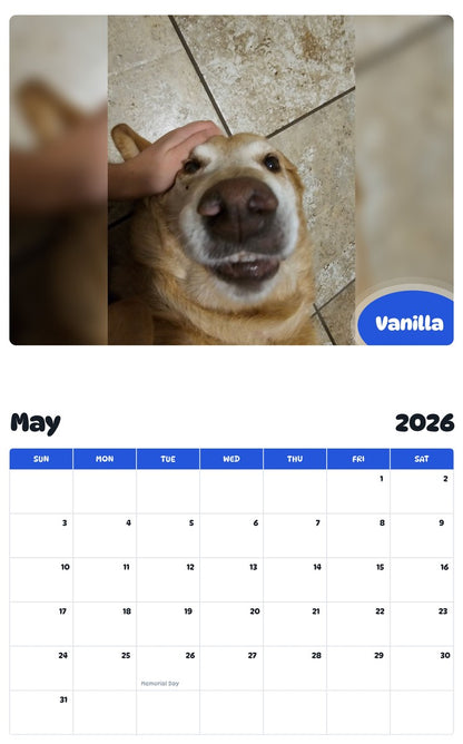 2026 - 2027 Vanilla - Pawidols Pet Calendar