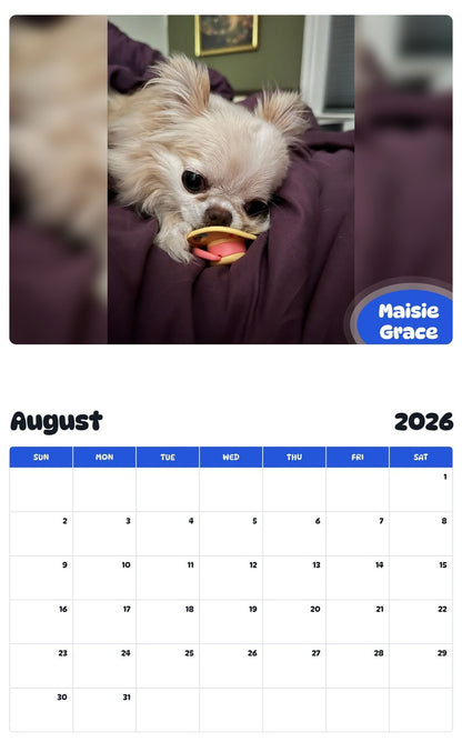 April 2026 - March 2027 Maisie Grace - Pawidols Pet Calendar