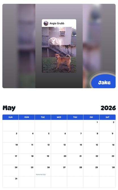 2026 - 2027 Jake - Pawidols Pet Calendar