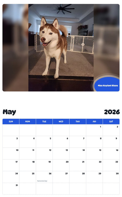 2026 - 2027 Miss Keylani Blaze - Pawidols Pet Calendar