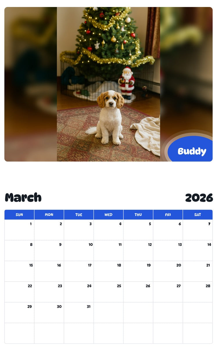 November 2025 - October 2026 Buddy - Pawidols Pet Calendar