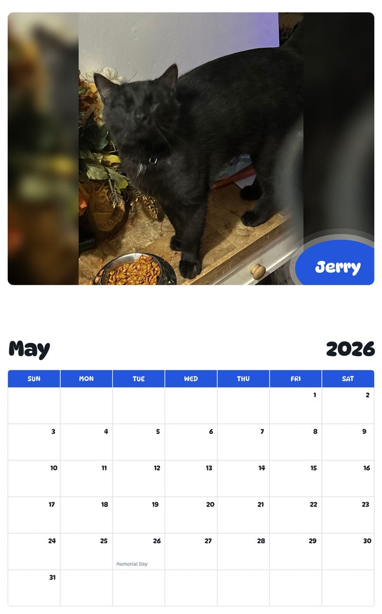 2026 - 2027 Jerry - Pawidols Pet Calendar