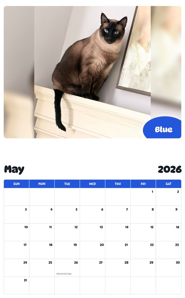 2026 - 2027 Blue - Pawidols Pet Calendar